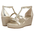 Naturalizer Womens Serena Strappy Wedge Sandals Size 8.5 Champagne Metallic NWOB