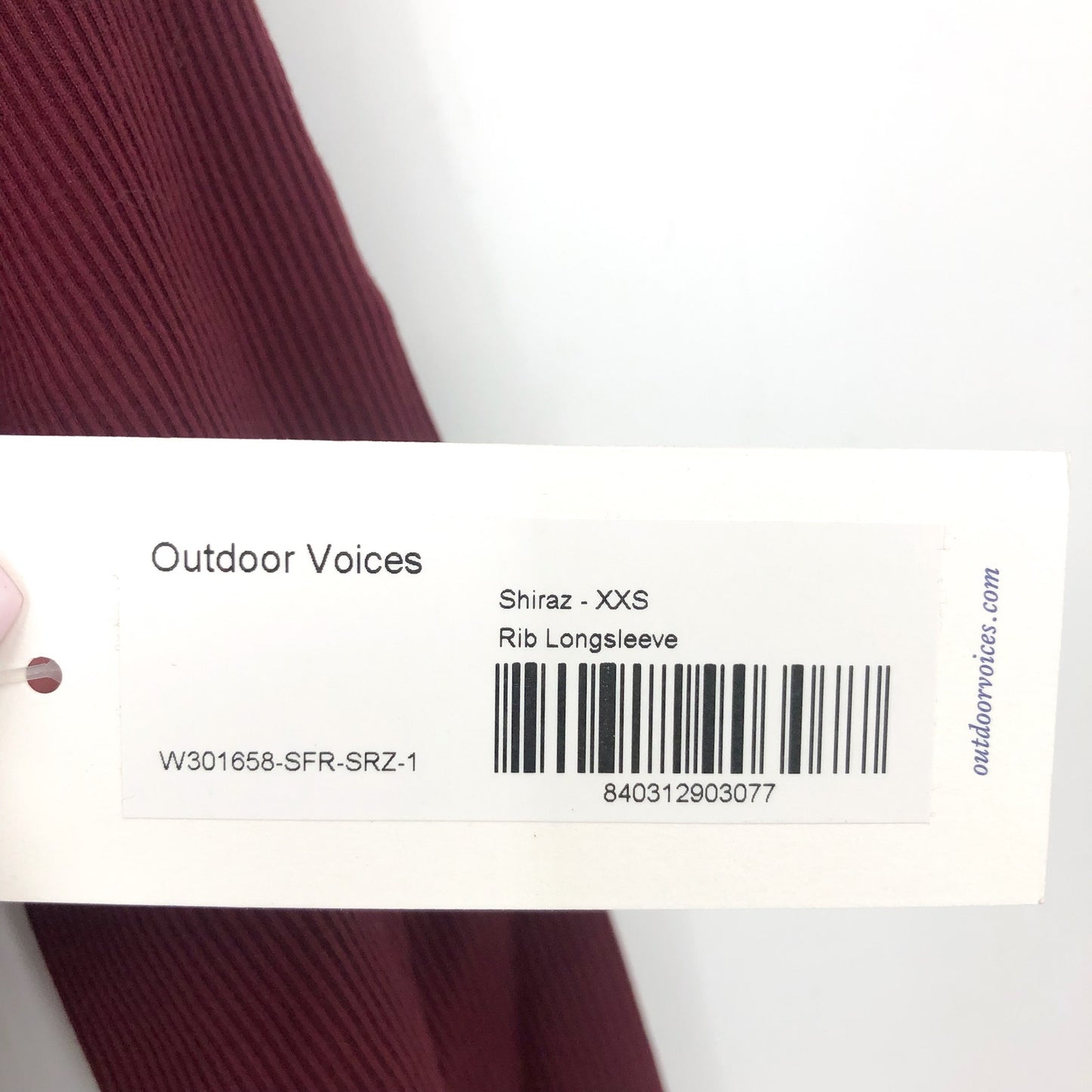 OUTDOOR VOICES Womens SuperForm Rib Crop Top XXS Red Shiraz Long Sleeve NWT