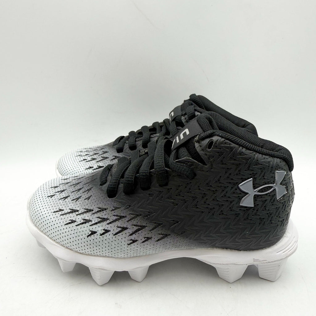Under Armour Boys 10 Spotlight Franchise RM 4.0 Football Cleats Black White NIB