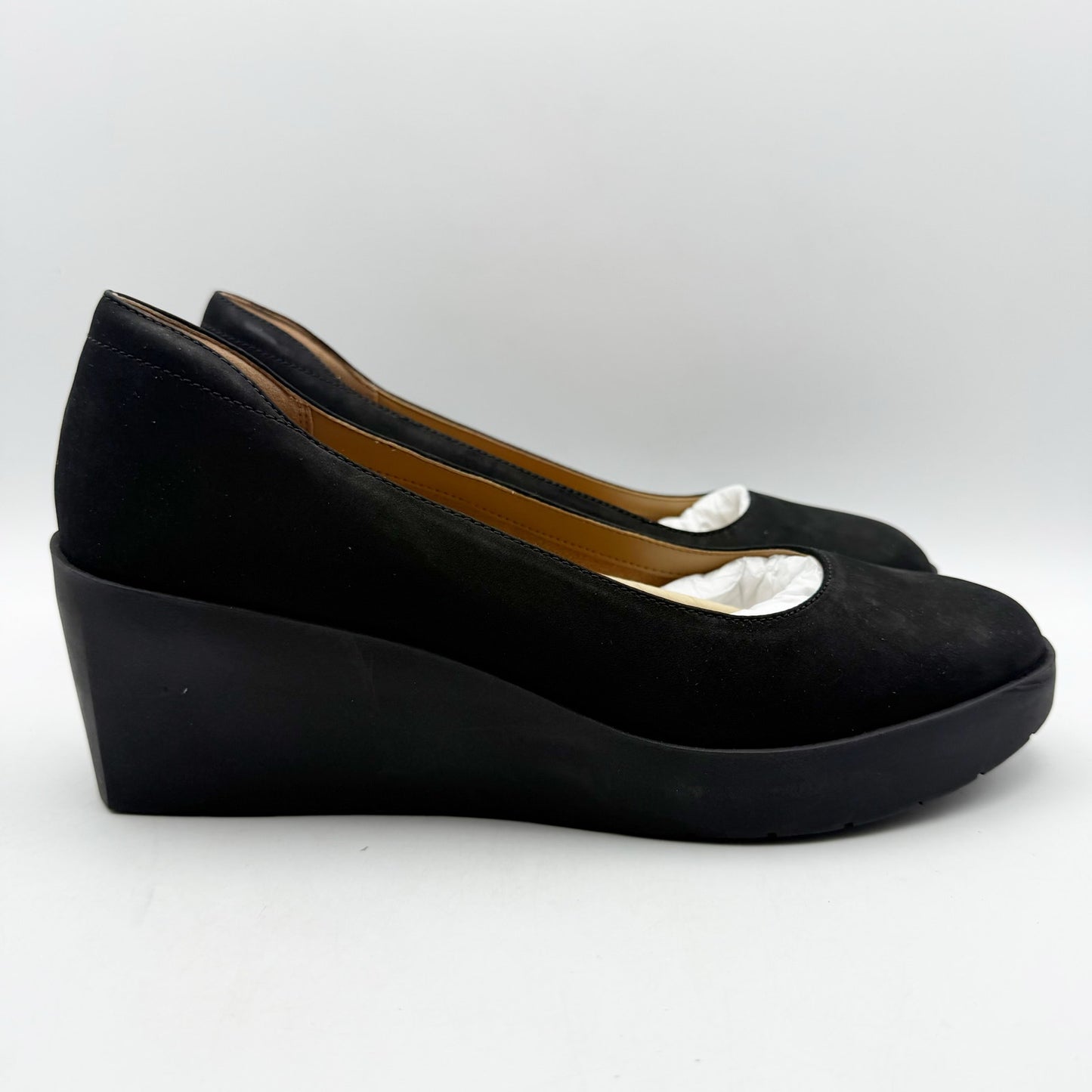 VIONIC Womens Sereno Wedge Heels US 10 M EU 41 Black Nubuck Leather NIB