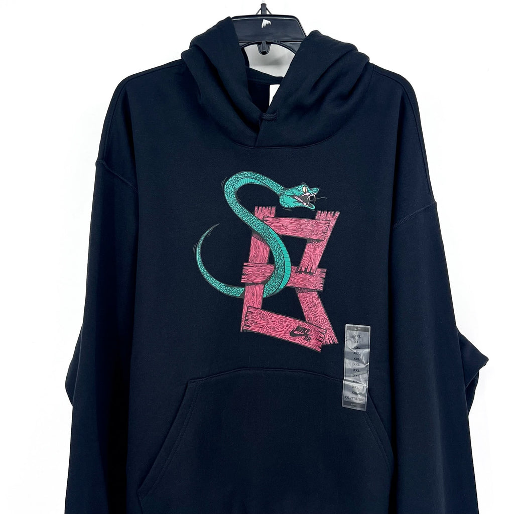 NIKE Men's SB Snake Pullover Hoodie Sweatshirt XXL Black Long Sleeve NWT