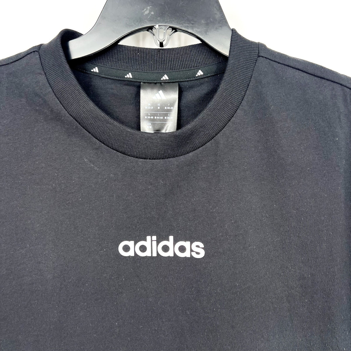 ADIDAS Women's Essentials Linear Cotton Tee Medium Black White Short Sleeve NWT
