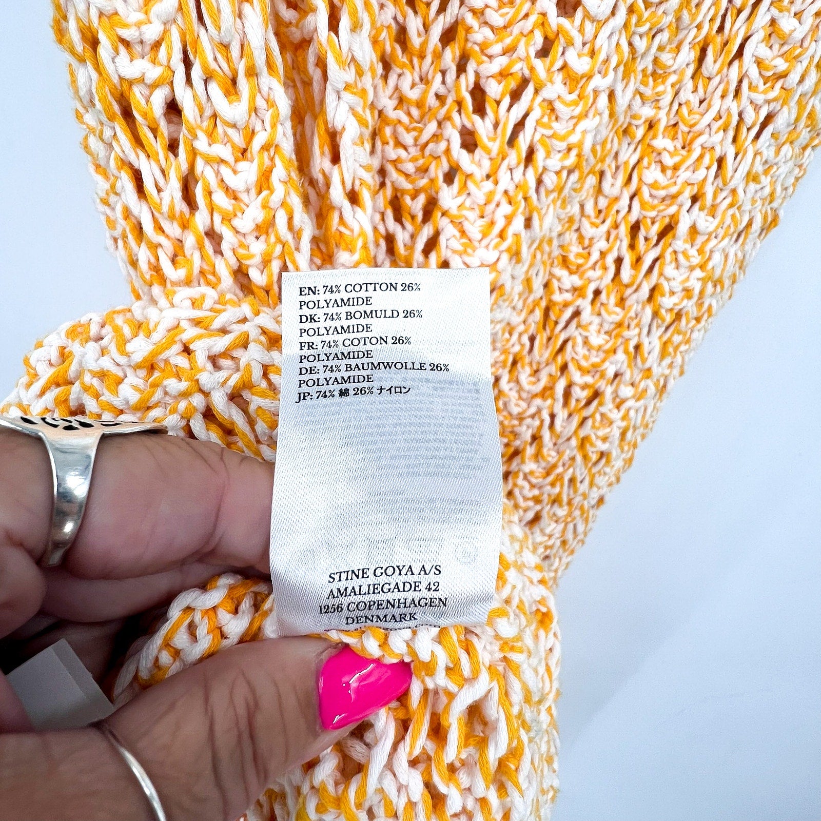 STINE GOYA Women's Knitted Esme Tank Dress Large Orange White Sleeveless NWOT