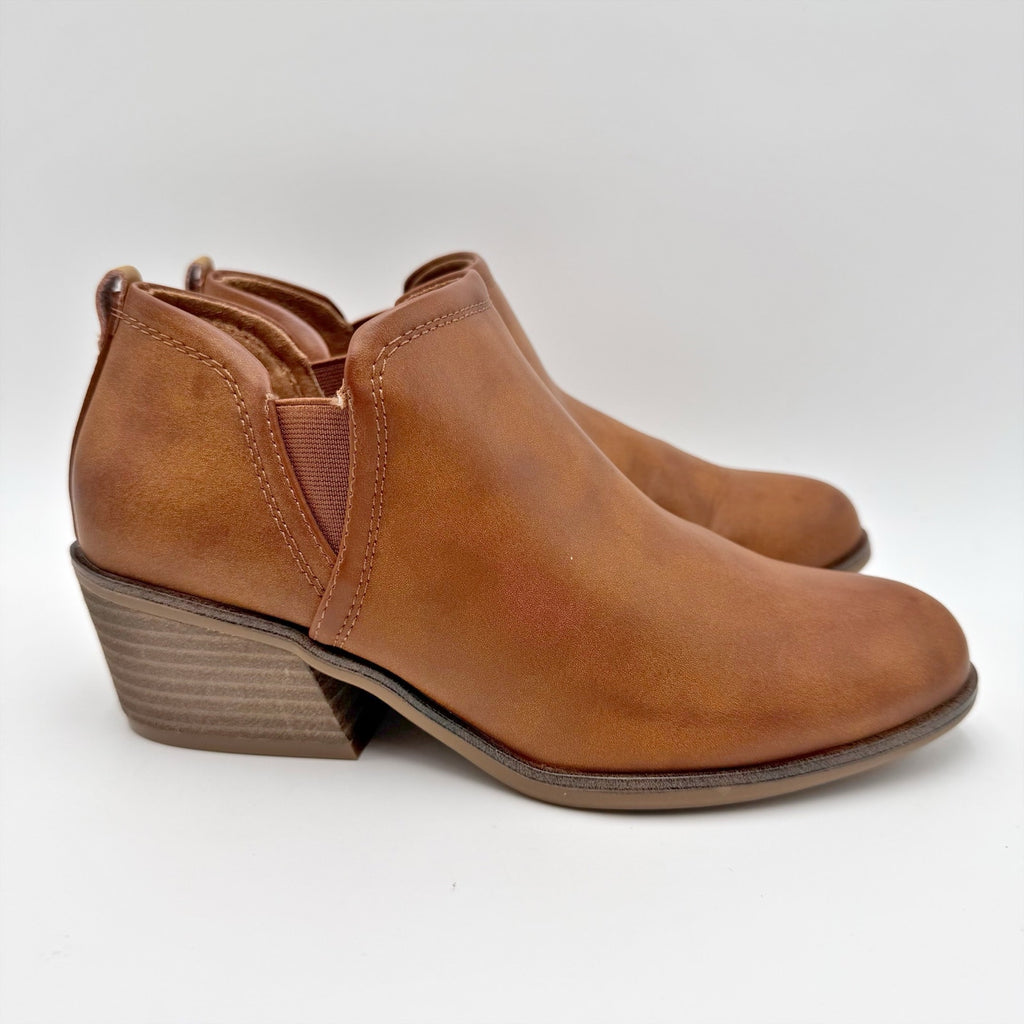 Dr. Scholls Womens Laurel Ankle Bootie Size 6.5 EU 36.5 Brown Leather Boot NWOB