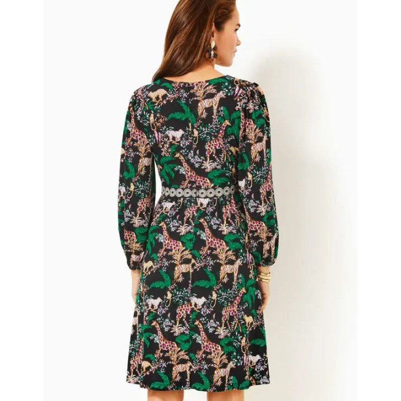 LILLY PULITZER Wexlee Dress Size 2 Green Dancing In The Moonlight 3/4 Sleeve NWT
