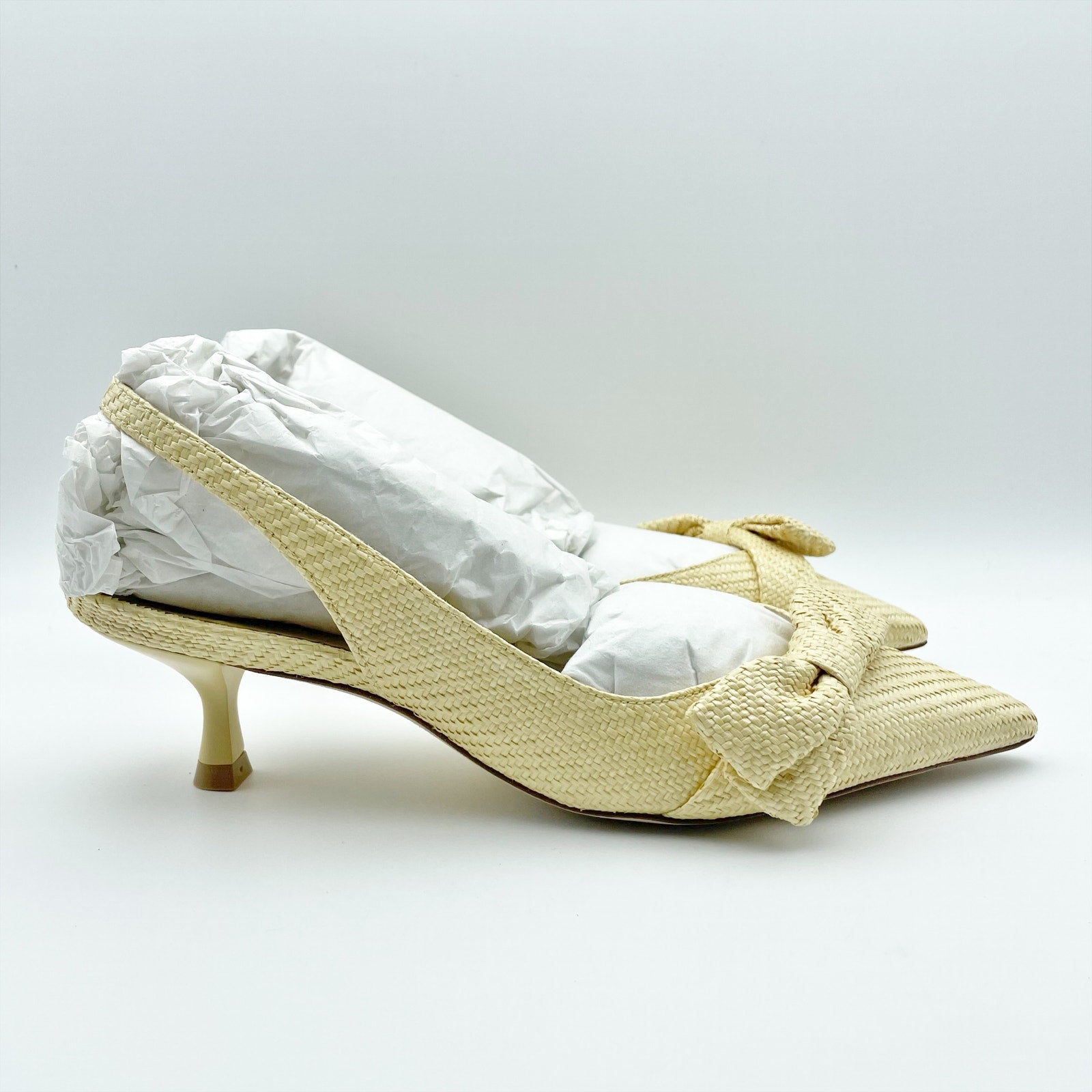 Stuart Weitzman Womens Sofia 50 Slingback Heels US 7.5 B EU 38 Beige NIB