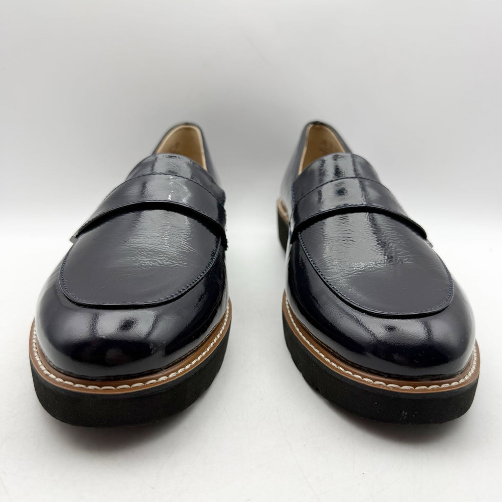 Naturalizer Womens Adiline Flat Loafers 11 Narrow Blue Leather Slip On NWOB