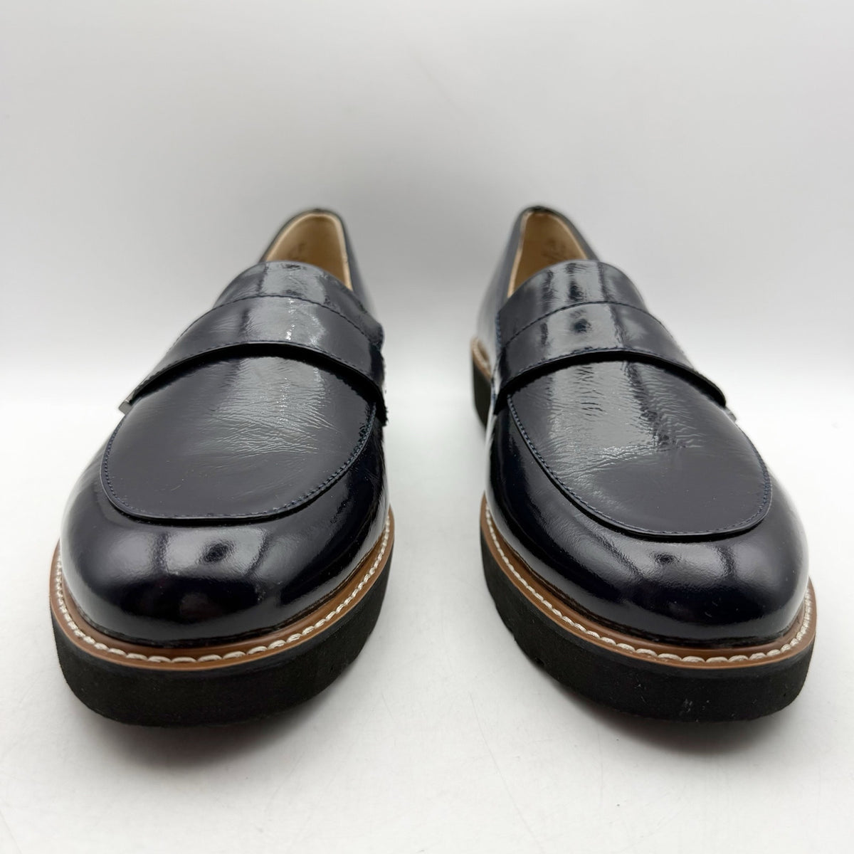 Naturalizer Womens Adiline Flat Loafers 11 Narrow Blue Leather Slip On NWOB