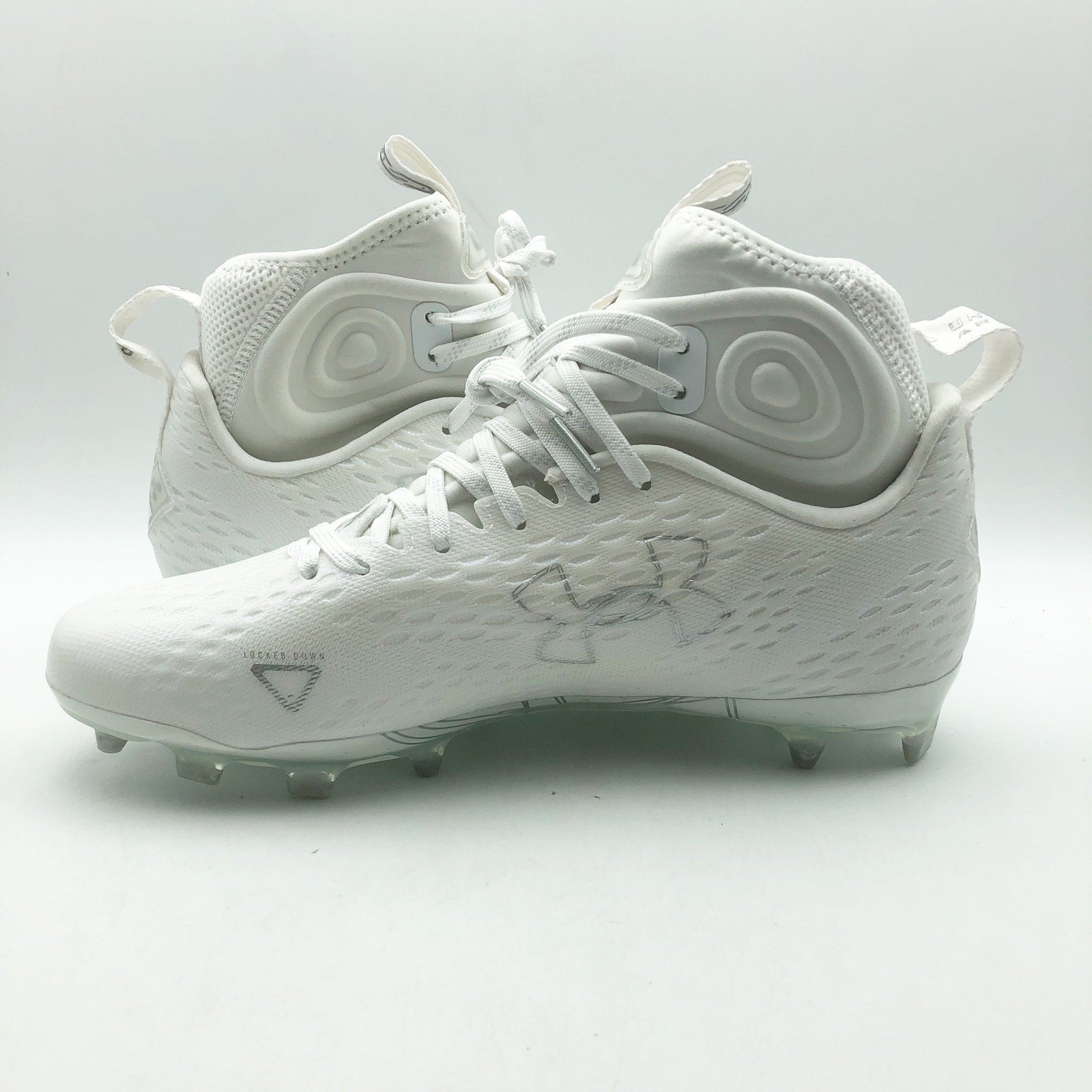 Under Armour Mens Spotlight Lux MC 2.0 Football Cleat Size 9.5 White Silver NWOB