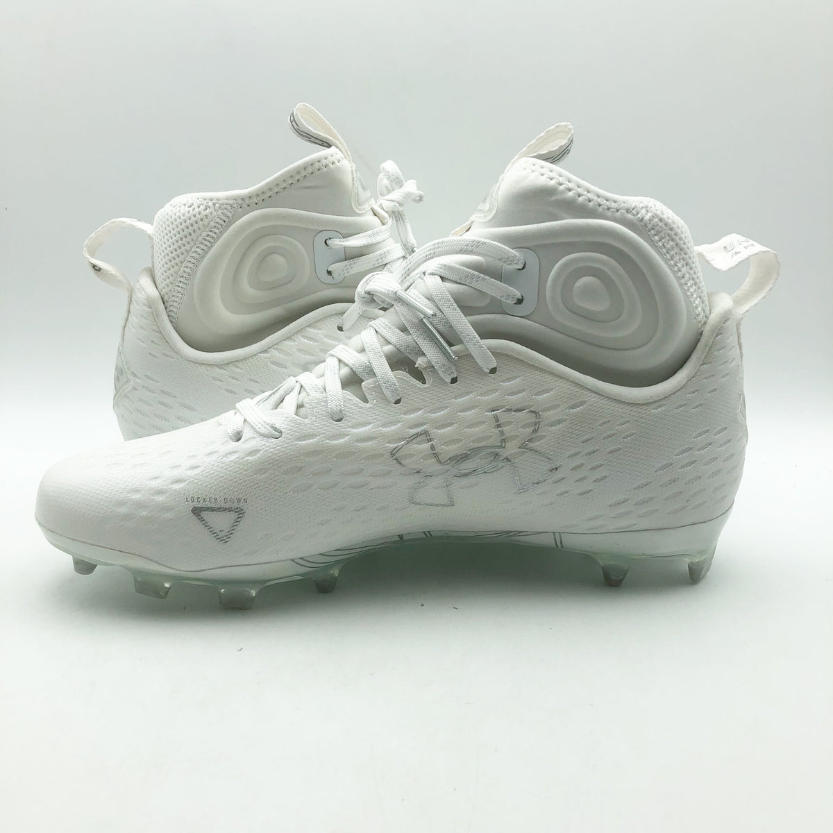Under Armour Mens Spotlight Lux MC 2.0 Football Cleat Size 9.5 White Silver NWOB
