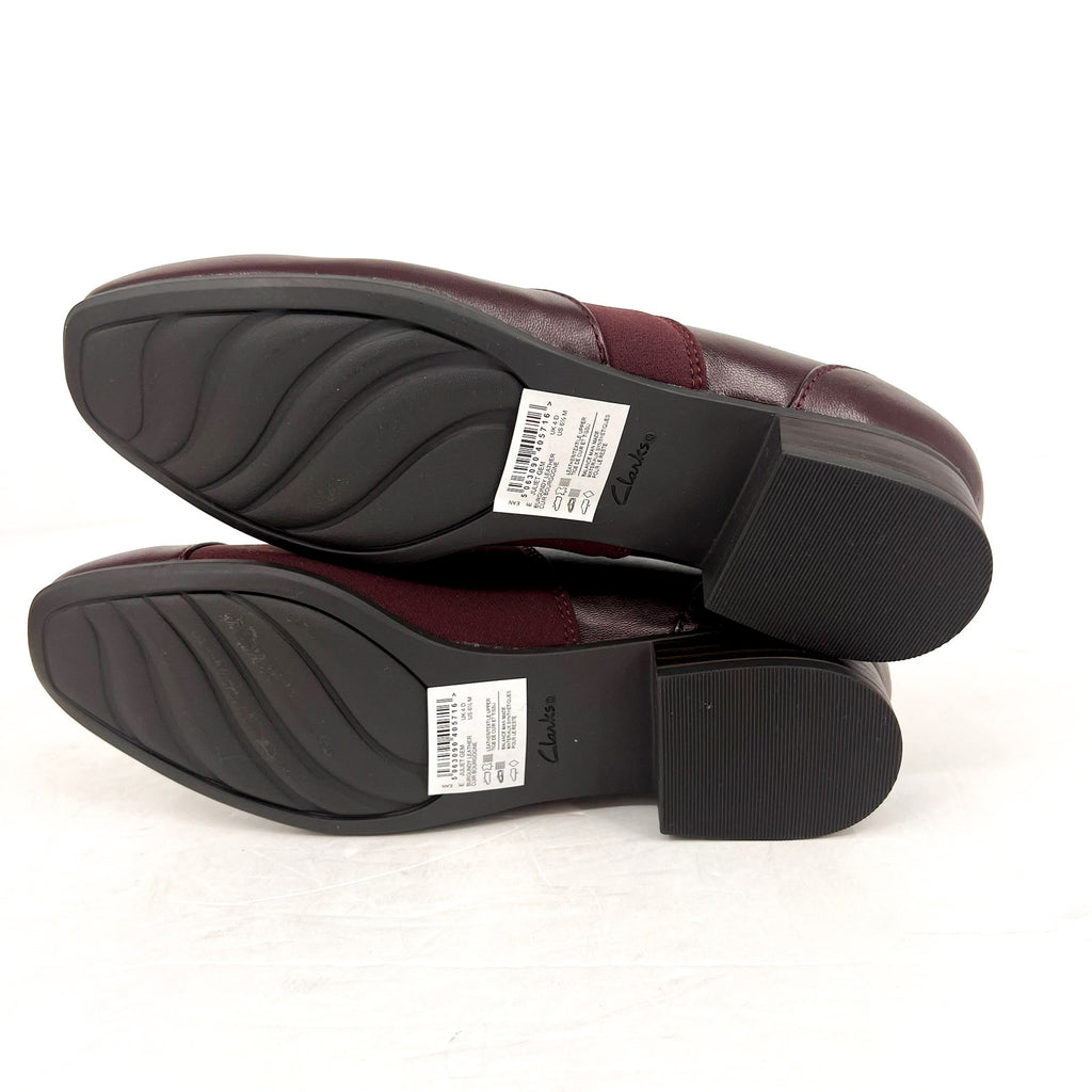 CLARKS Womens Juliet Gem Slip On Flats Loafers Size 6.5 Red Burgundy Leather NIB