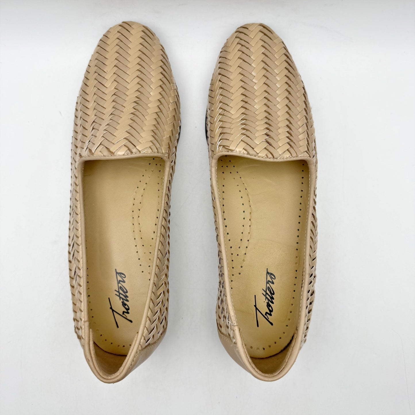 Trotters Womens Liz III Loafers US 7.5 Narrow Brown Woven Leather Slip-On NWOB