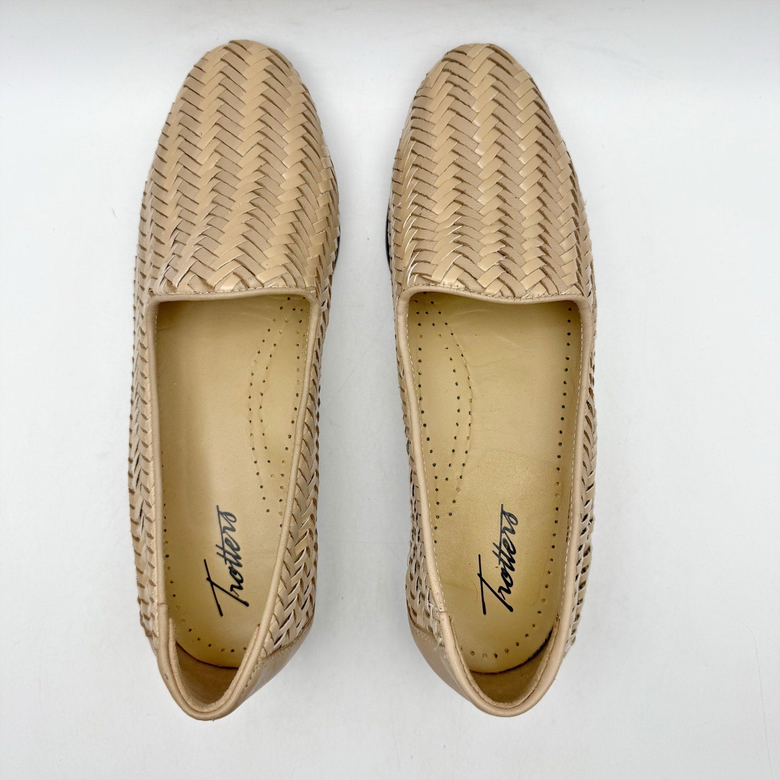 Trotters Womens Liz III Loafers 7.5 NARROW Brown Woven Leather Slip-On NWOB
