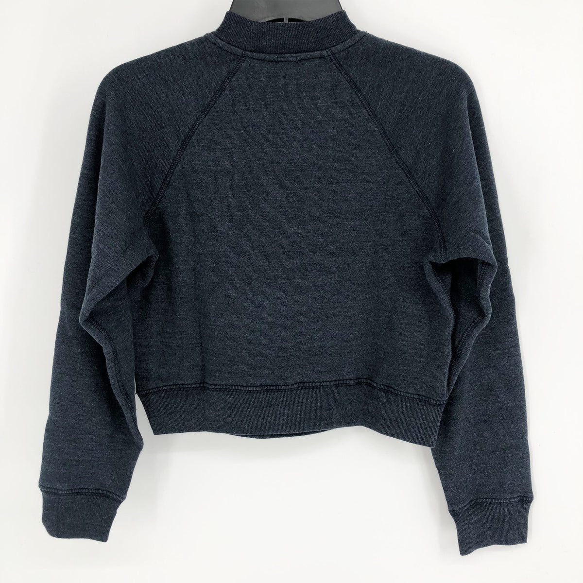 RE/DONE Women Shrunken Sweatshirt Small Heather Navy Blue Floral Embroidery NWT