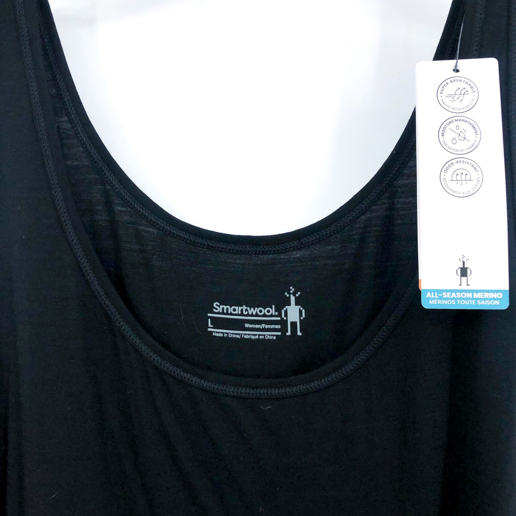 SMARTWOOL Women's Merino Tank Top Large Black Stretch Scoop Neck NWT