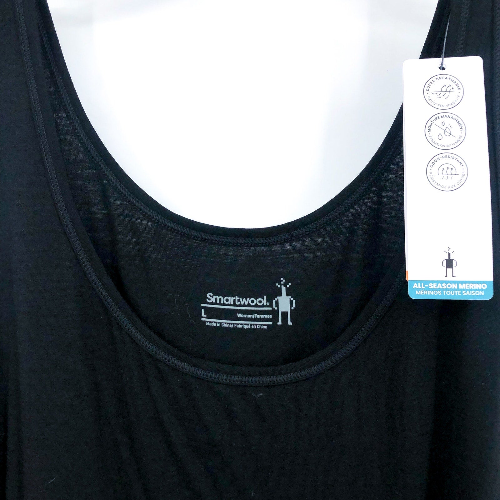 SMARTWOOL Women's Merino Tank Top Large Black Stretch Scoop Neck NWT
