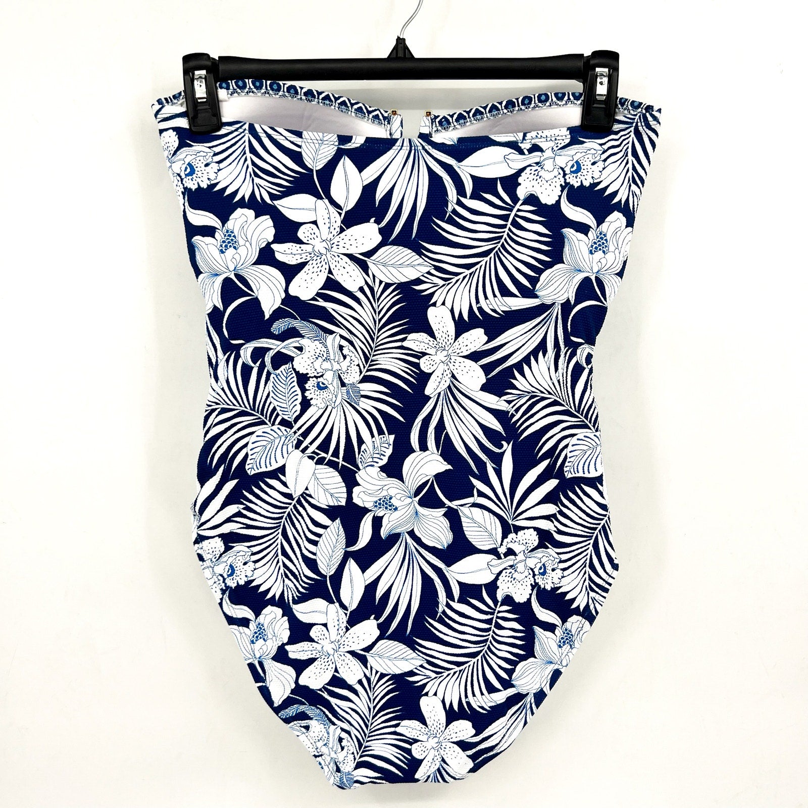 TOMMY BAHAMA Island Cays Bandeau One-Piece Swimsuit Size 14 Blue Blooms NWT