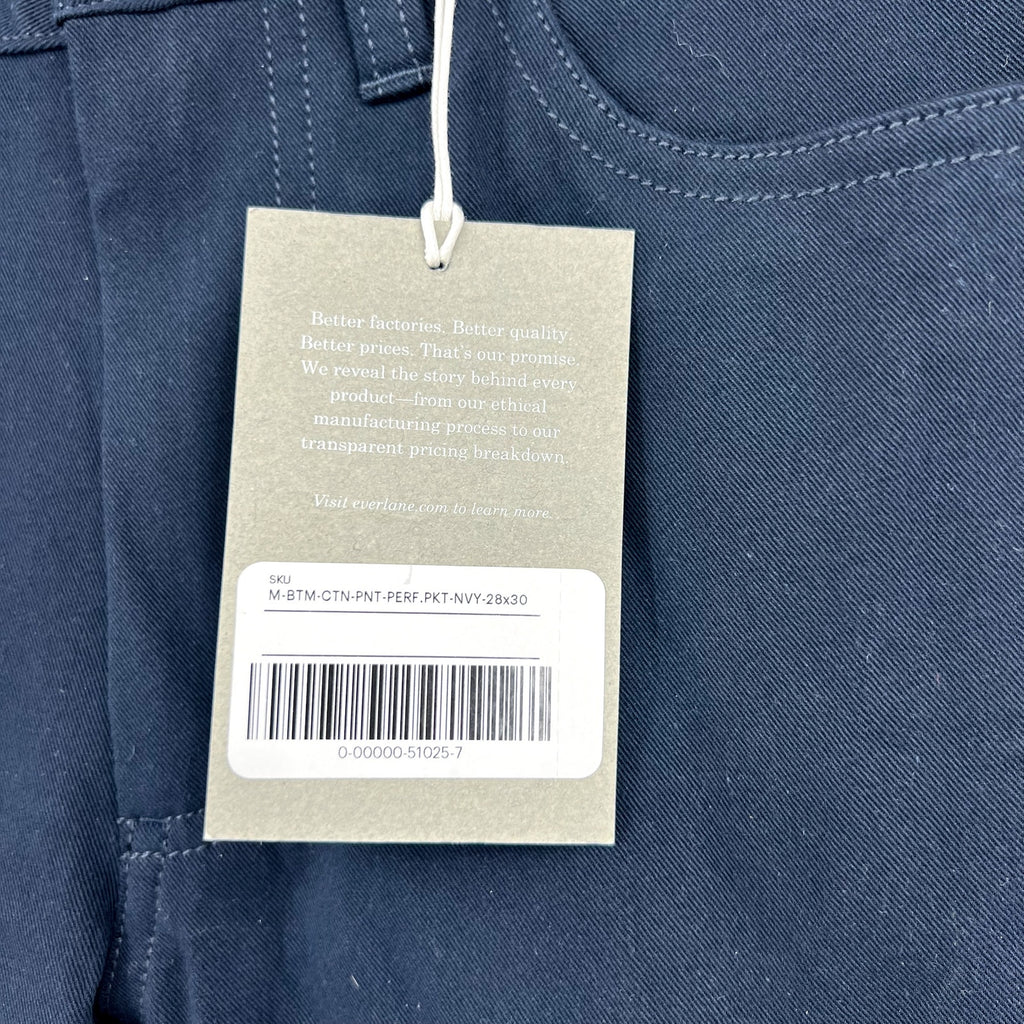EVERLANE Men's The Performance 5-Pocket Pants 28x30 Navy Blue Stretch Chinos NWT