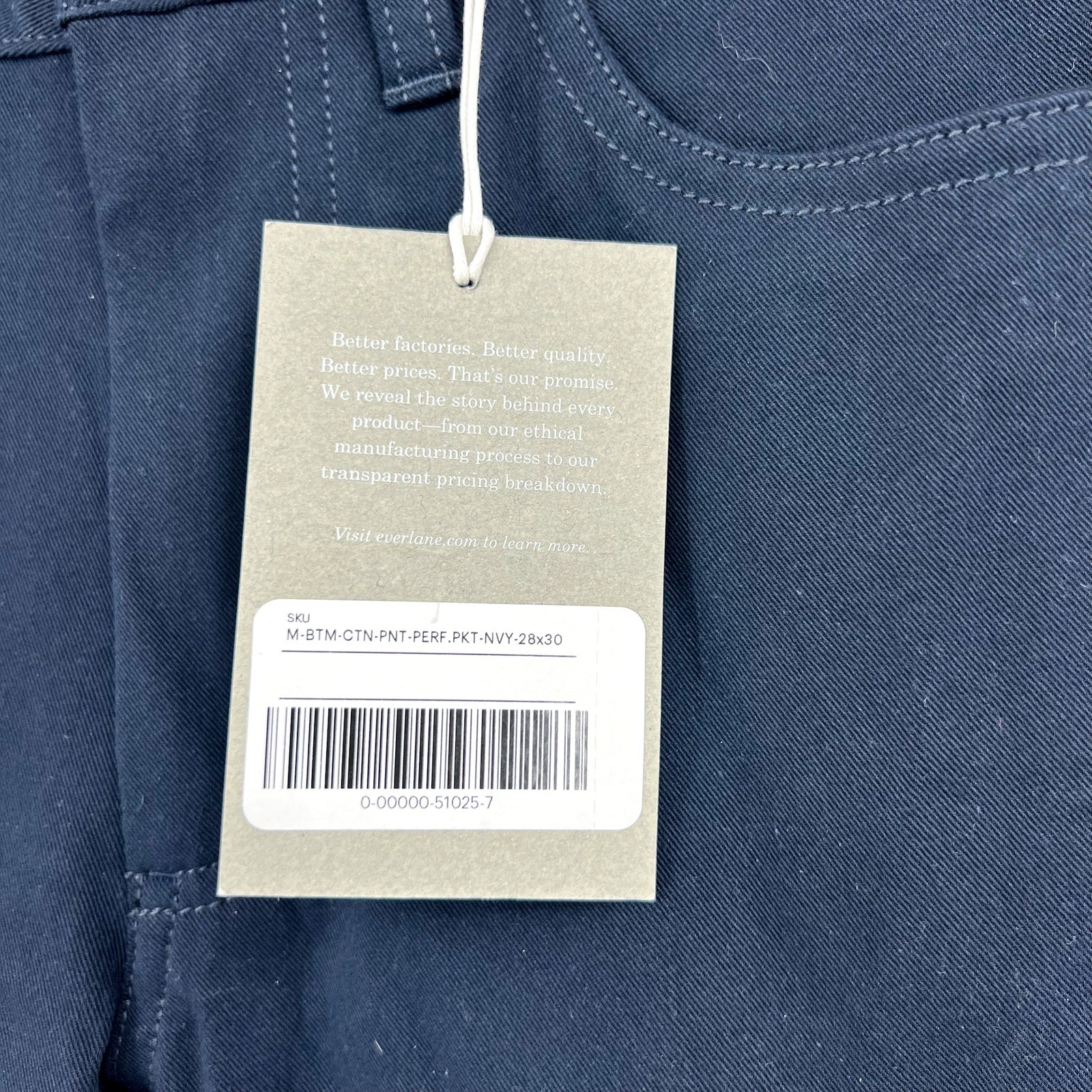 EVERLANE Men's The Performance 5-Pocket Pants 28x30 Navy Blue Stretch Chinos NWT