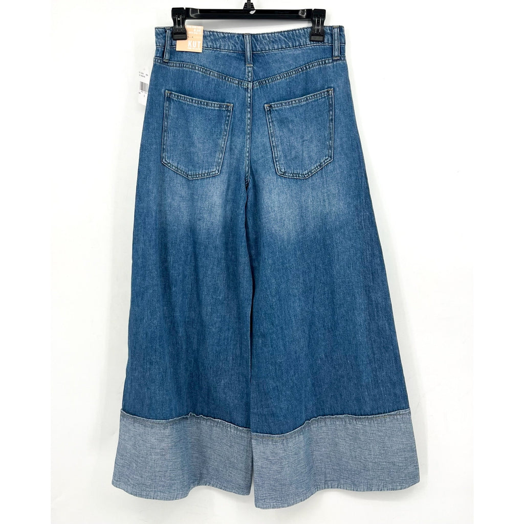 KUT FROM THE KLOTH Blake Crop Wide Leg Jeans Size 0 Medium Wash High Rise NWT