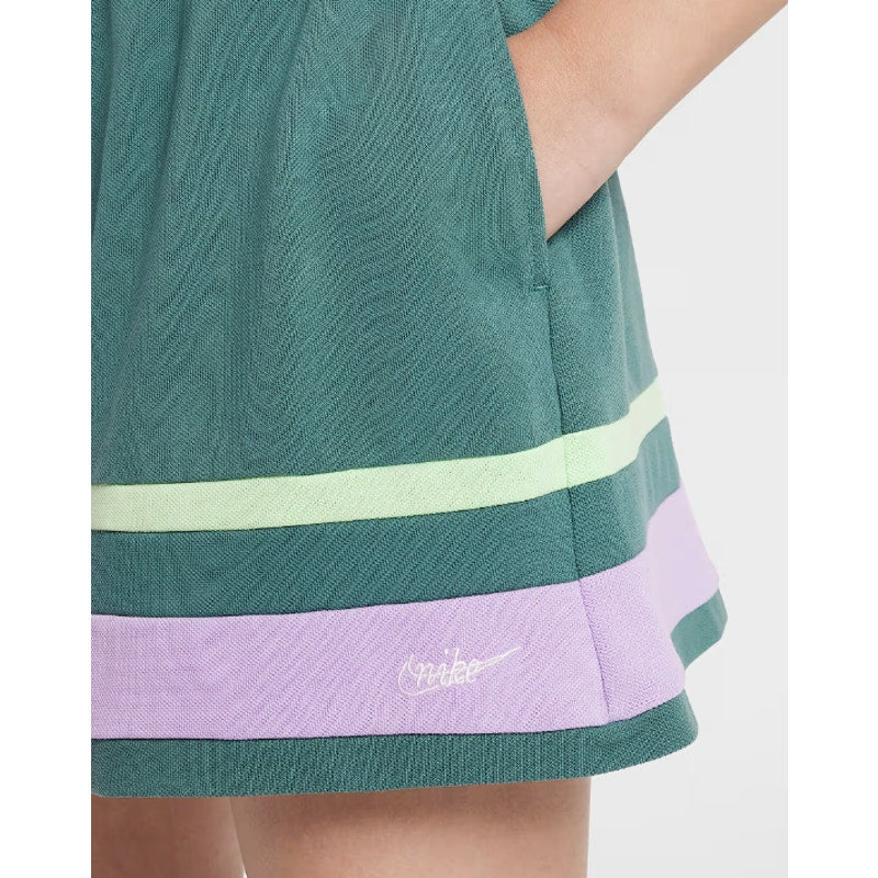 Nike Girls School Athletic Shorts Large Green Bicoastal Stripe Loose Fit NWT