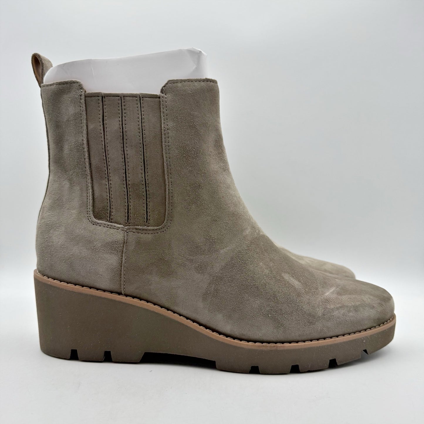 Vionic Womens Aria Ankle Booties US 12 Wide EU 43 Grey Suede NWOB