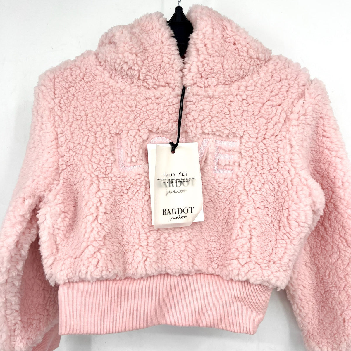 BARDOT JUNIOR Girl's Love Fluffy Sweatshirt 2T Blush Pink Hoodie NWT