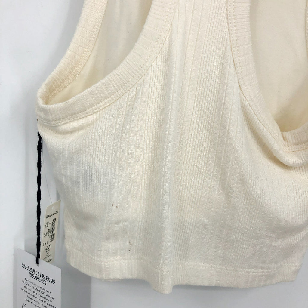 MADEWELL Women's Variegated Rib Crop Tank Small White Lighthouse NJ129 NWT