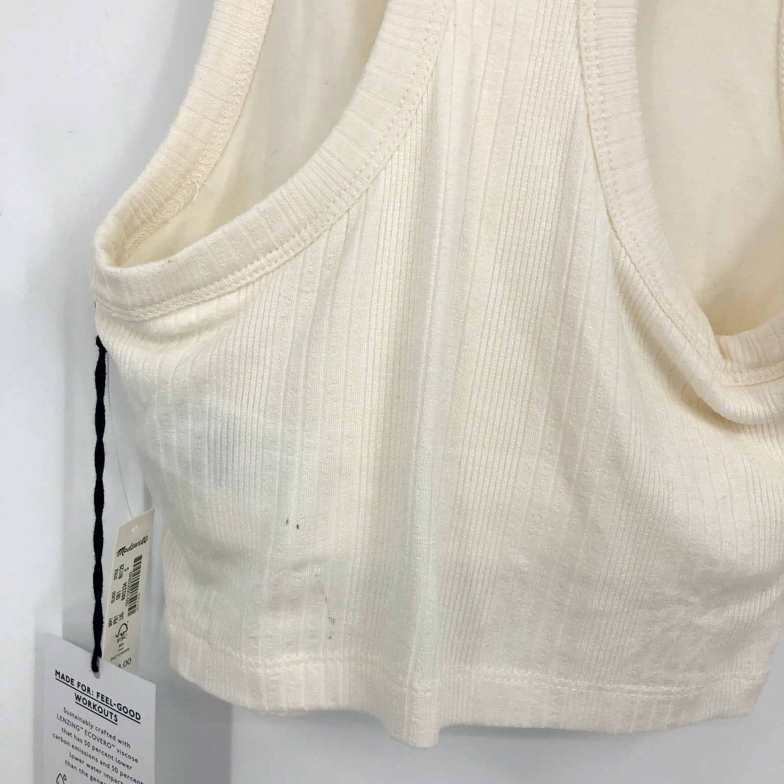 MADEWELL Women's Variegated Rib Crop Tank Small White Lighthouse NJ129 NWT