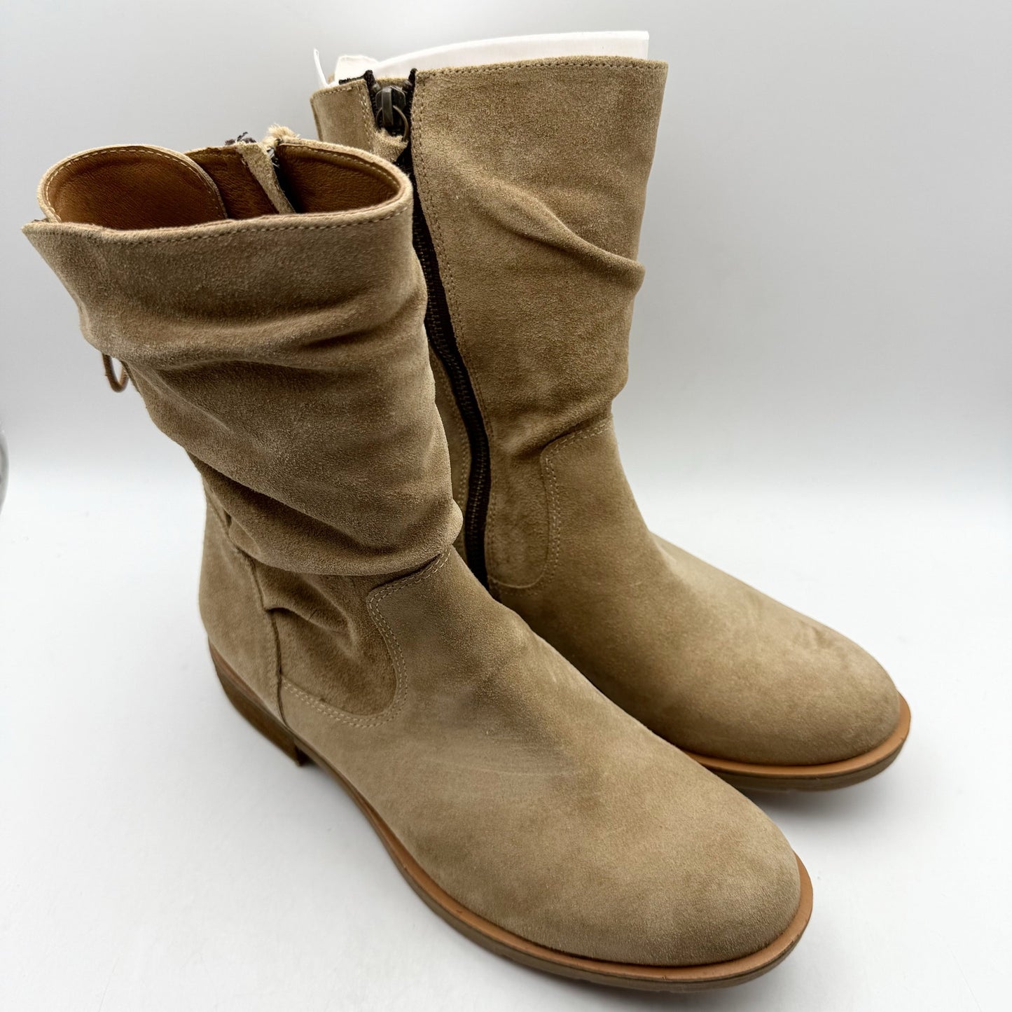 Sofft Womens Sharnell Heel Low Boots US 10 M EU 42 Taupe Suede NIB