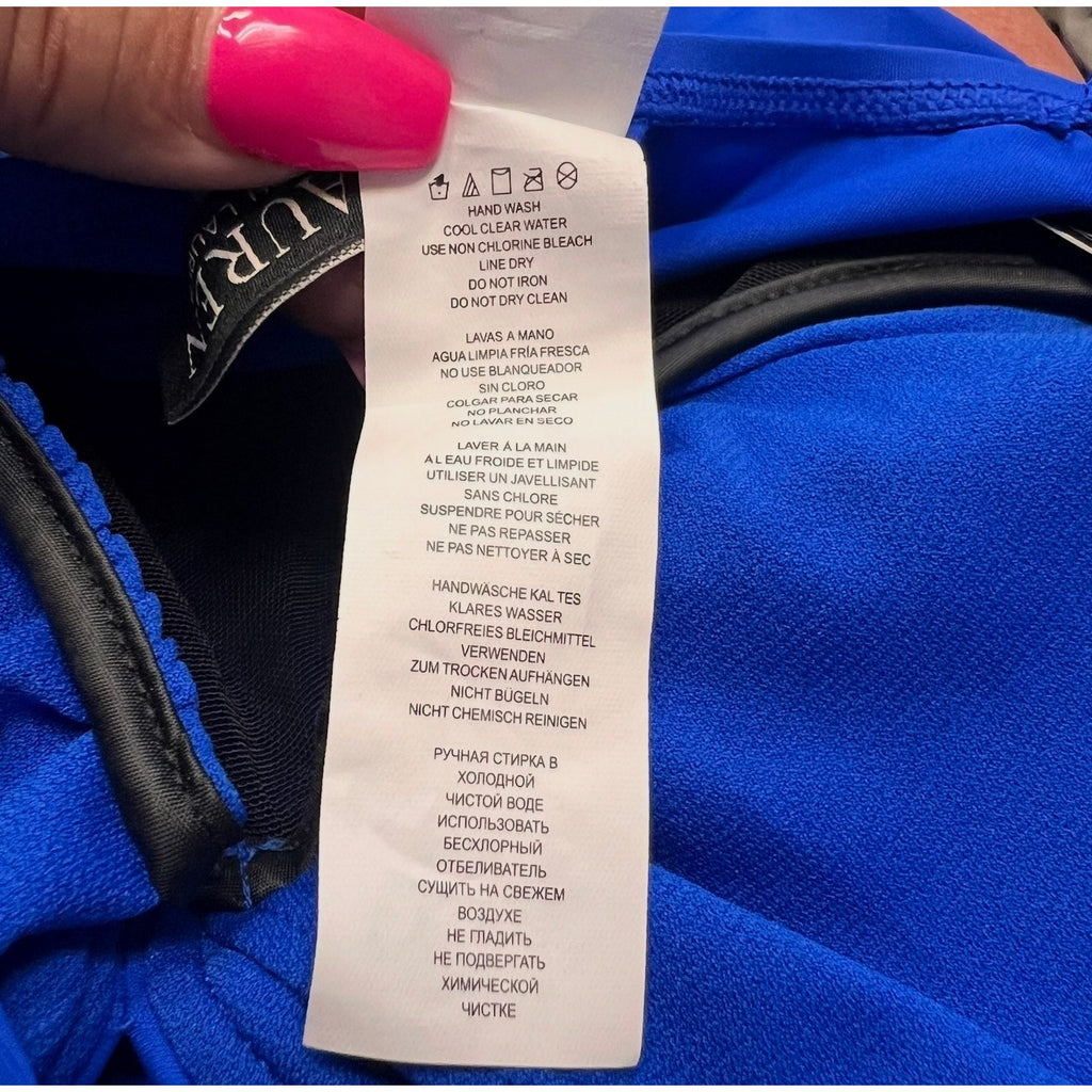 LAUREN RALPH LAUREN Womens Toggle Tankini Size 6 Blue Beach Club Solids Swim NWT