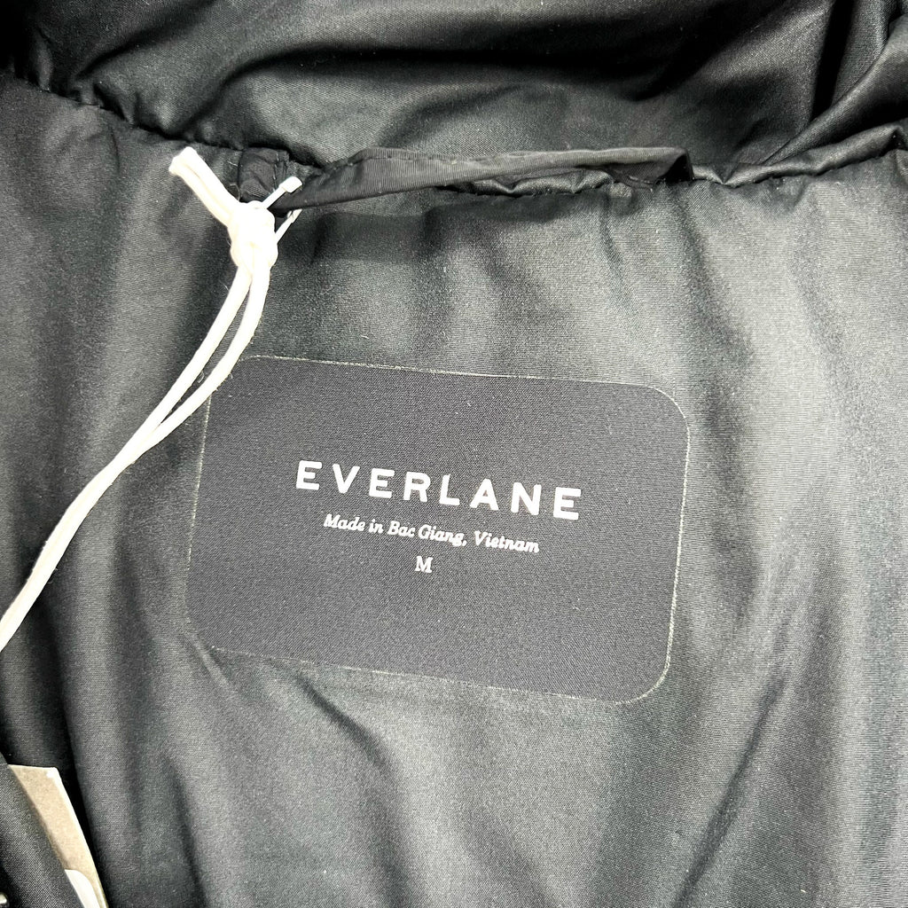 EVERLANE Women's Duvet Puffer Down Coat Medium Black Belted Hooded NWT