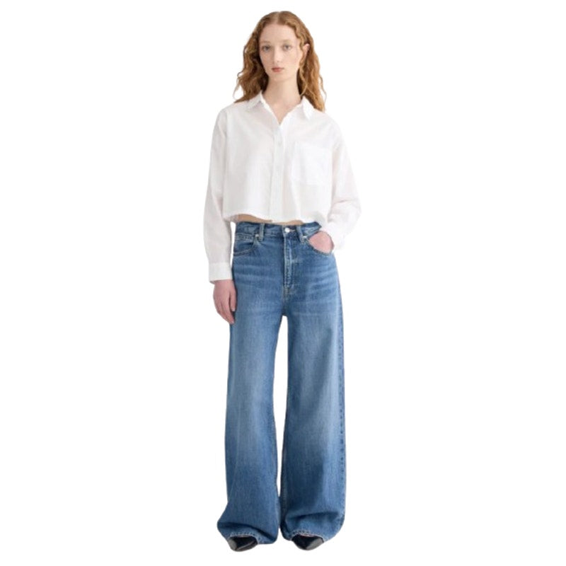 EVERLANE Women's The Way-Short Shirt in Silky Cotton Small White Long Sleeve NWT
