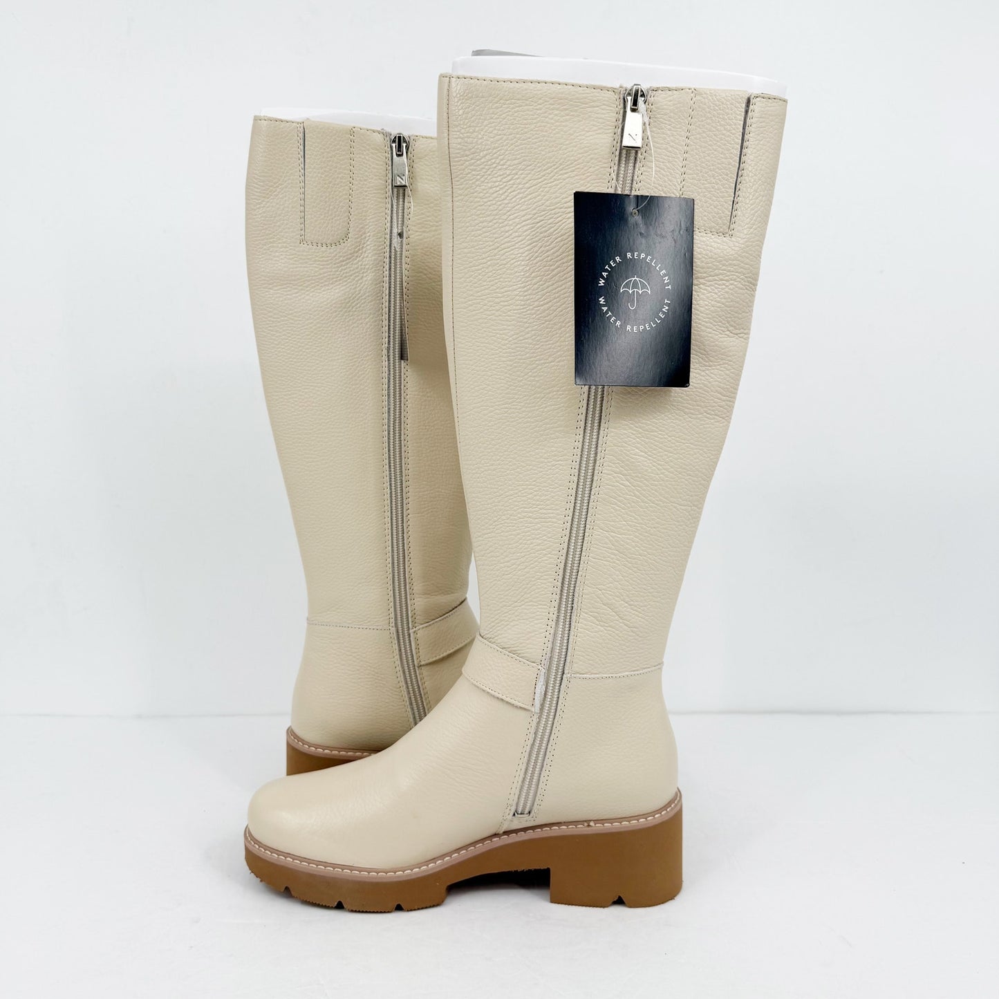 Naturalizer Womens Darry Knee High Boots US 7 Beige Leather Water-Repellent NIB