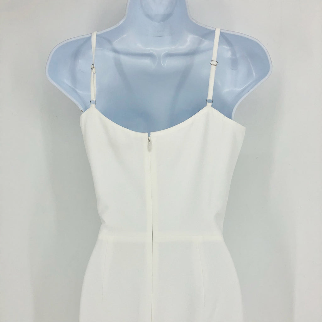 DRESS THE POPULATION Rory Midi Sheath Dress XS Off White Fringe Hem NWT