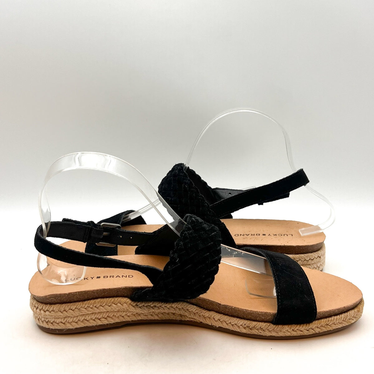 LUCKY BRAND Women's Gloreah Espadrille Flat Sandals Size 8.5M Black NWOB