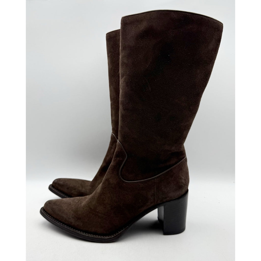 RE/DONE Womens 90s Western Knee High Boots EU 37 US 7 Brown Suede EUC