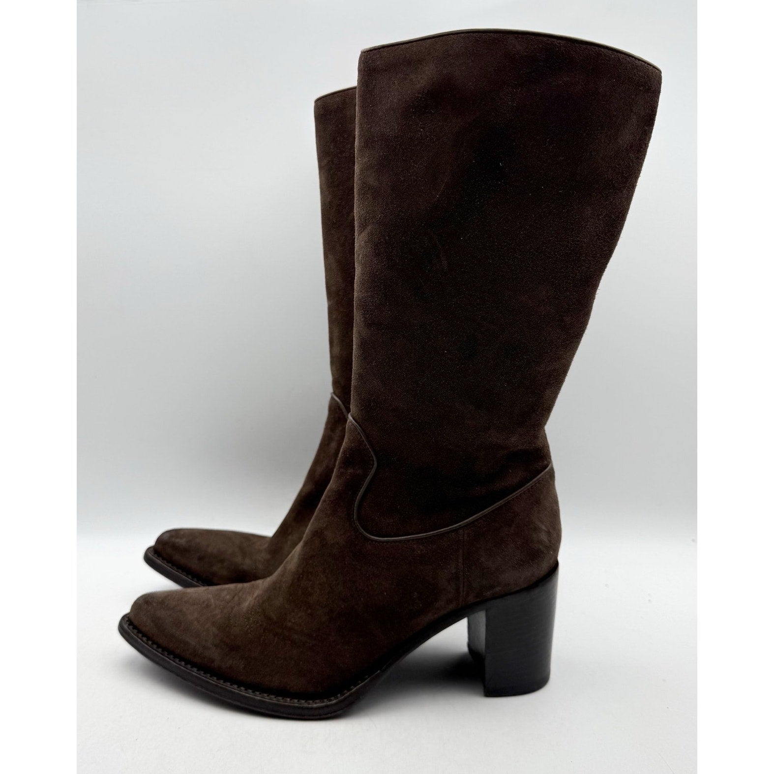RE/DONE Womens 90s Western Knee High Boots EU 37 US 7 Brown Suede EUC