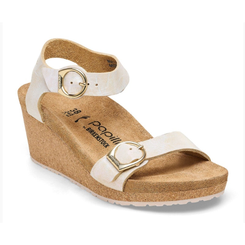 Papillio by Birkenstock Womens Soley Wedge Sandal EU 39 US 8 Silver Leather NWOB