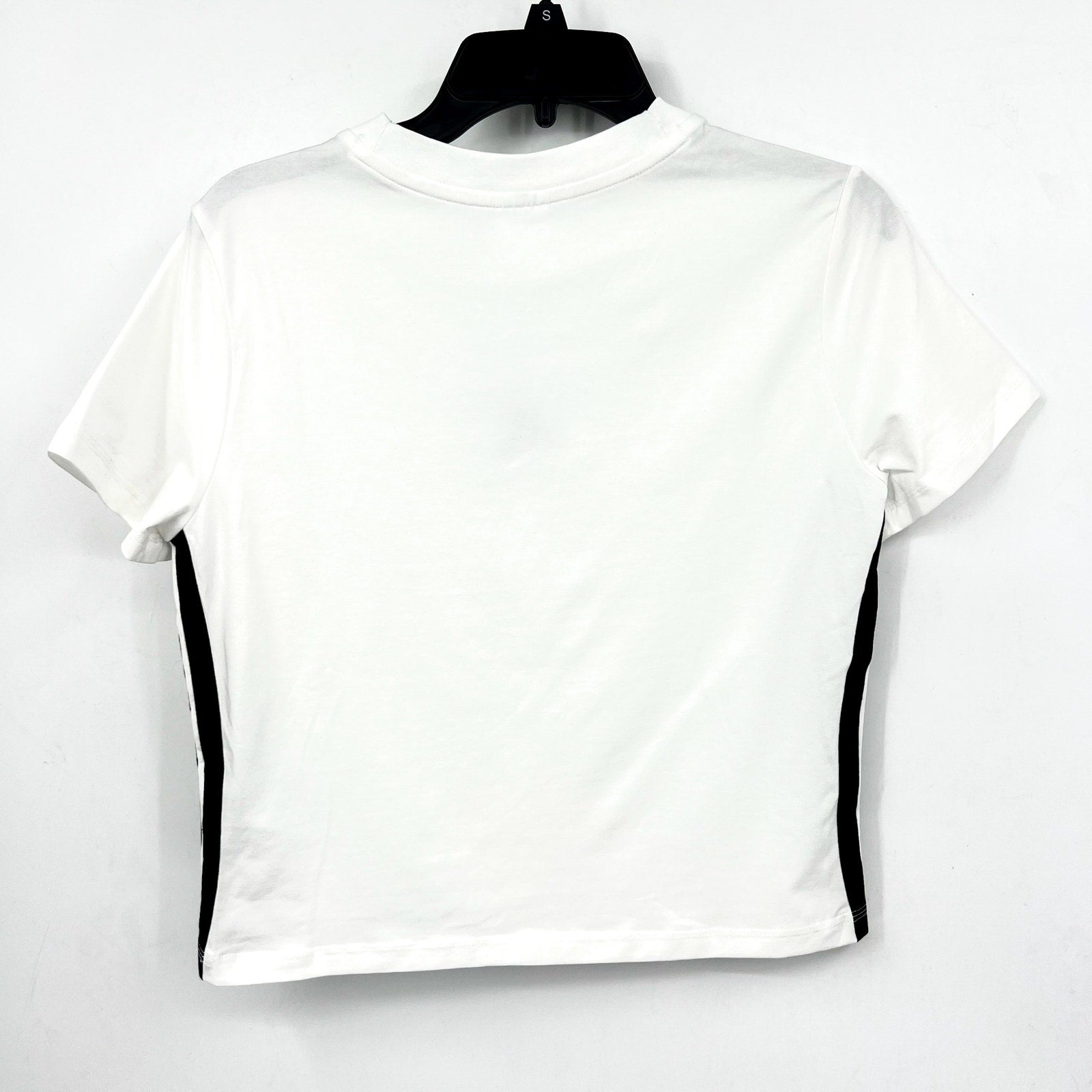 ADIDAS Essentials 3-Stripes Slim Baby Tee Medium White Black Short Sleeve NWT