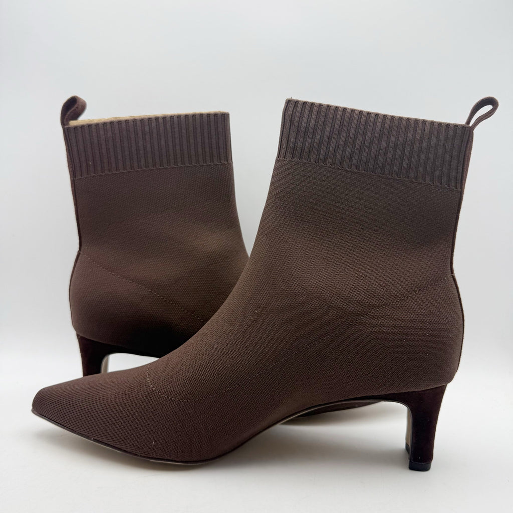 Andre Assous Womens Winter Ankle Boots Size 11 EU 43 Brown Knit NIB