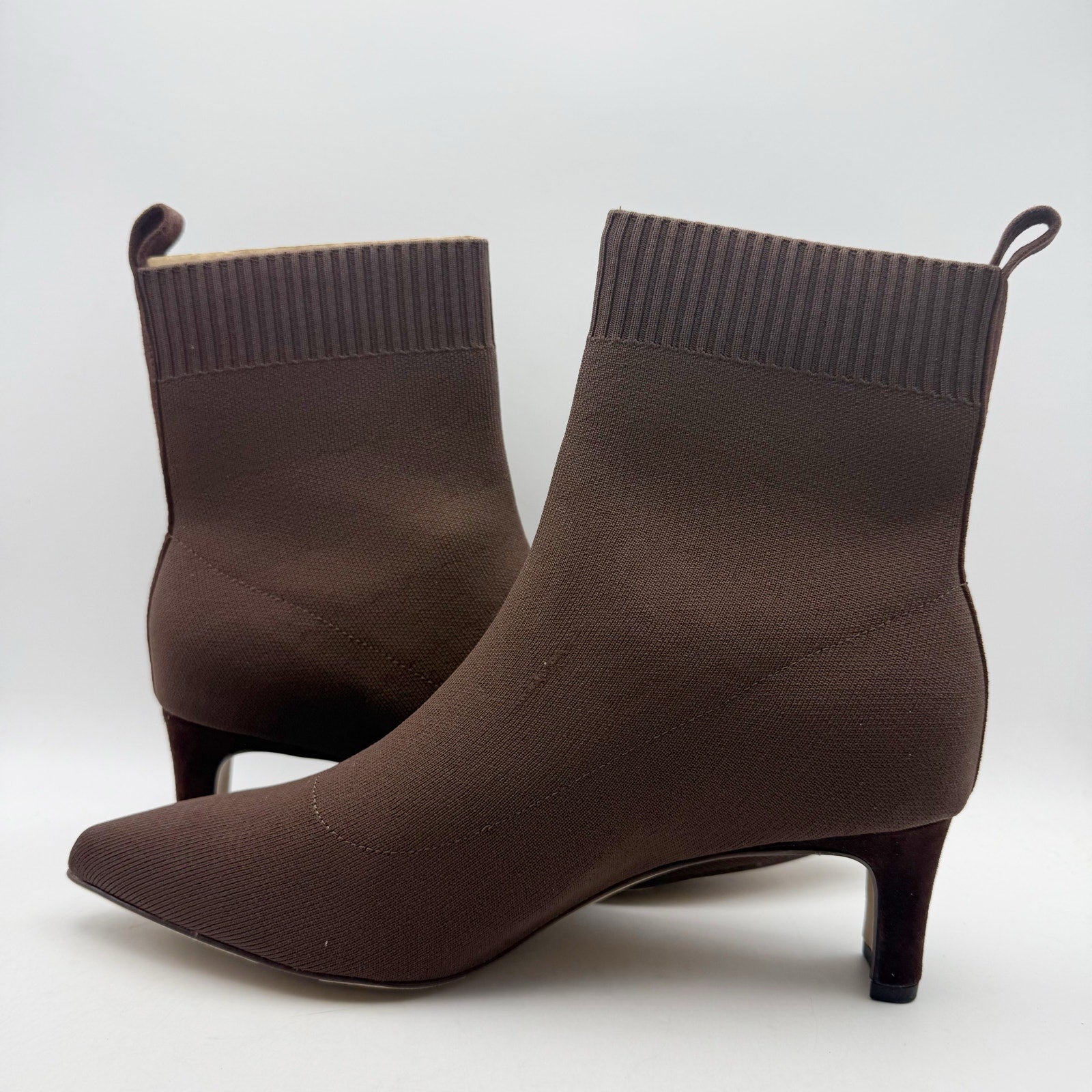 Andre Assous Womens Winter Ankle Boots Size 11 EU 43 Brown Knit NIB