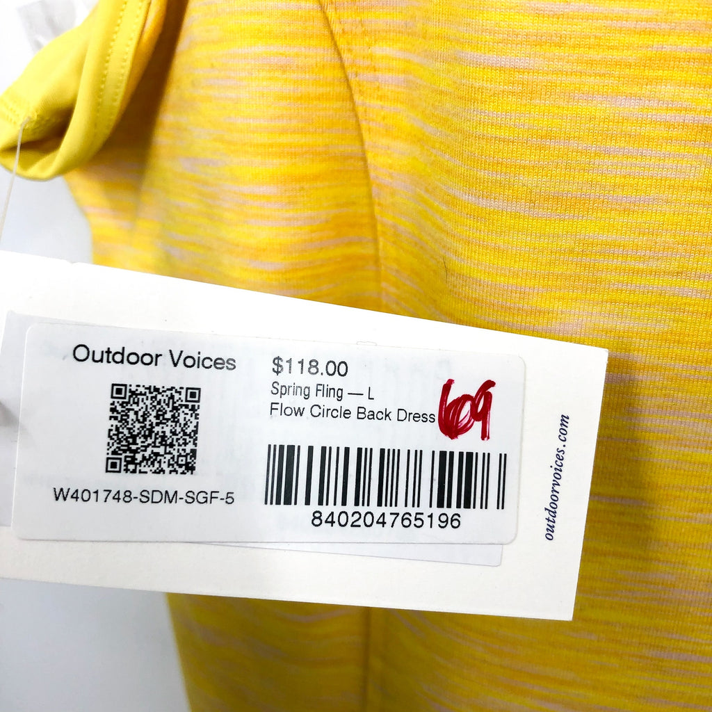 OUTDOOR VOICES Flow Athletic Dress Large Spring Fling Yellow Circle Back NWT