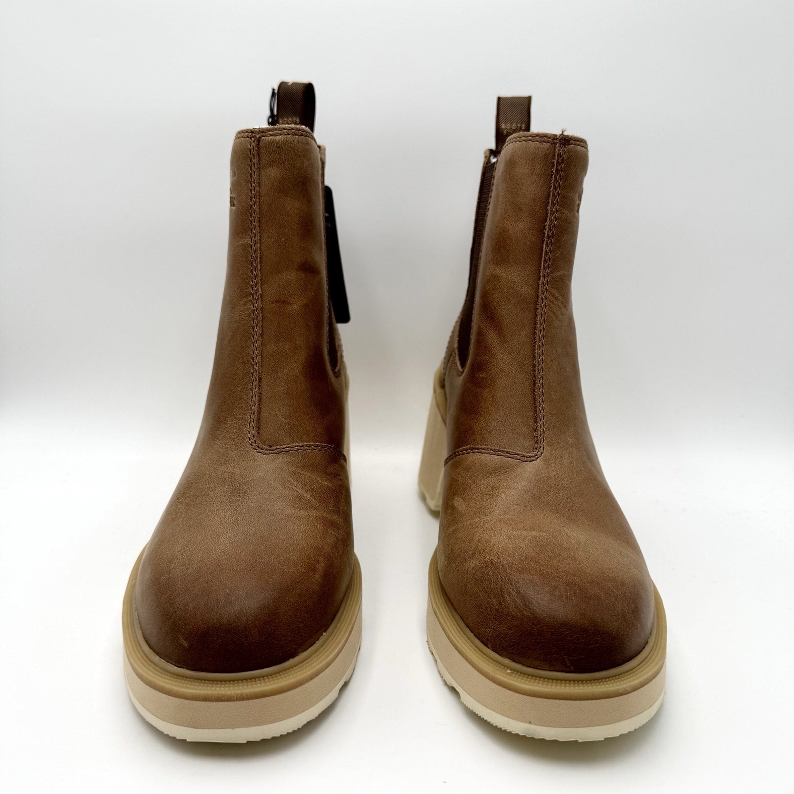 Sorel Womens Hi-Line Heel Chelsea Boots US 10.5 Taupe Tan Leather Waterproof NIB