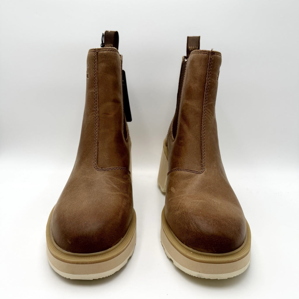 Sorel Womens Hi-Line Heel Chelsea Boots US 10.5 Taupe Tan Leather Waterproof NIB