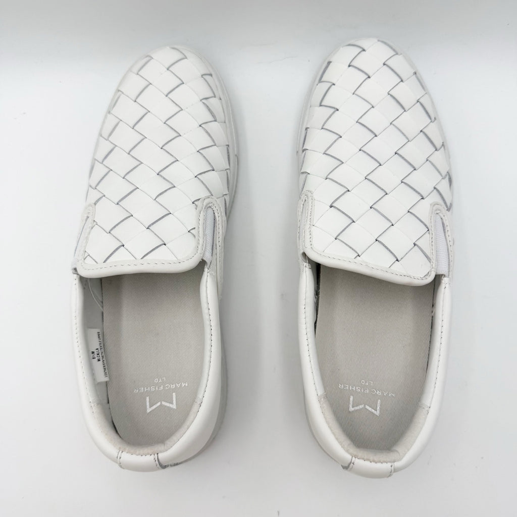 Marc Fisher LTD Womens Calla Casual Sneakers Size 8.5 M White Woven Leather NIB