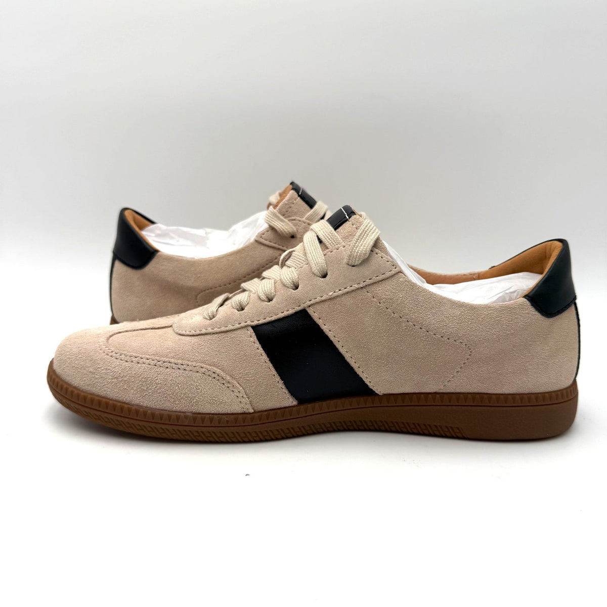 Josef Seibel Womens Joleen 01 Suede Sneakers Size EU 38 US 7.5 Beige Black NIB