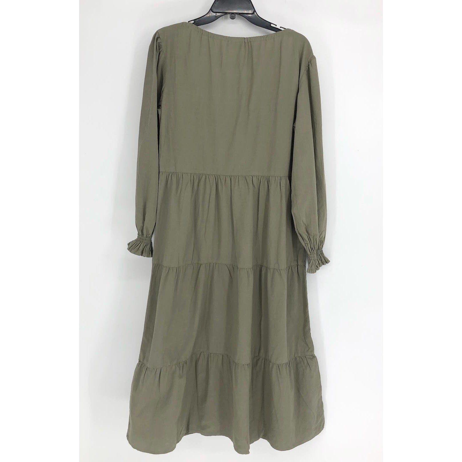 LACAUSA Women's Tate Tiered Midi Dress XS Eucalyptus Green