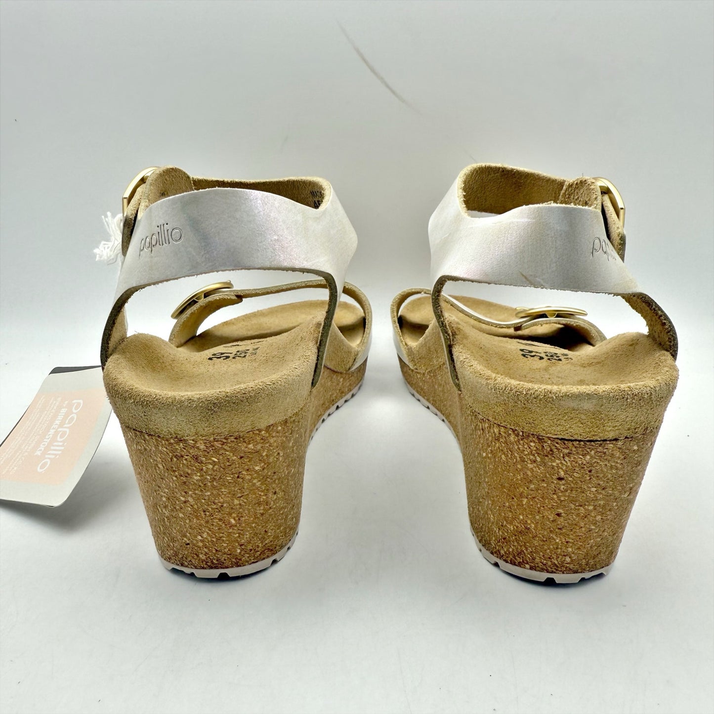 Papillio by Birkenstock Womens Soley Wedge Sandal EU 39 US 8 Silver Leather NWOB