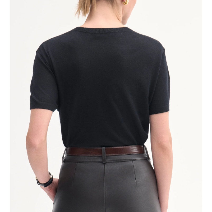 ACTIVE CASHMERE Women's T-Shirt Large Black 100% Cashmere Short Sleeve NWT